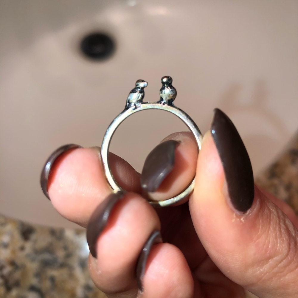Two little birds silver ring